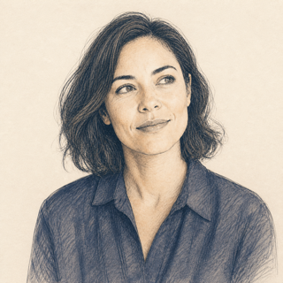 A hand-drawn portrait of Maya, a Vivamus member presented under a pseudonym